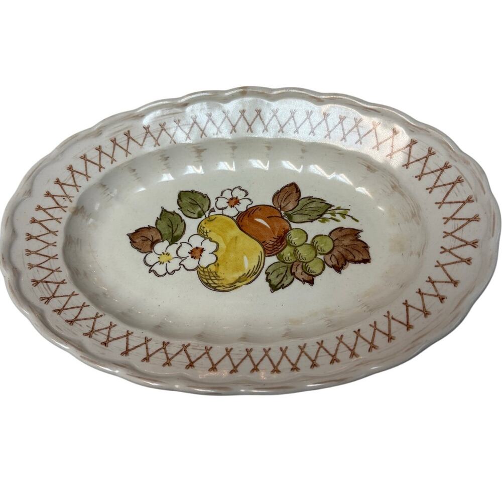 Metlox Vernon Ware Small Oval Serving Platter Fruit Pattern‎ California 9.5"